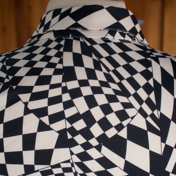 Vintage BEBE DISCO Black & White Checkered Long Sleeve Button Down Blouse - Picture 14 of 17